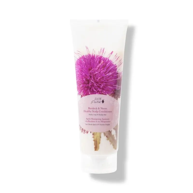 100% PURE – Après-shampoing purifiant à la bardane et neem pour cuir chevelu sain et hydraté, détoxifiant, cheveux secs et abîmés | 8 onces liquides (236 ml)