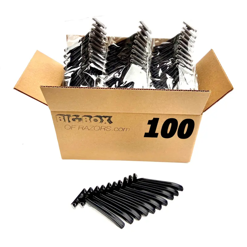 100 Rasoirs Jetables à Lame Double Noirs en Lot – Usage Professionnel ou Domestique | Big Box of Razors