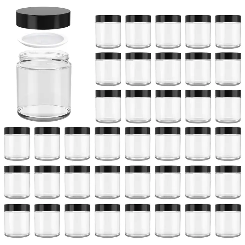 11 Hoa Kinh — Lot de 40 bocaux en verre clair 4 oz avec couvercle noir, hermétiques