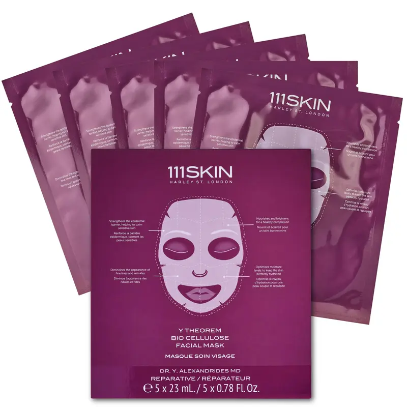 111SKIN Y Theorem Masque Bio-Cellulose — Hydratation Avancée NAC Y², Ectoin et Centella Asiatica | 5x23 ml