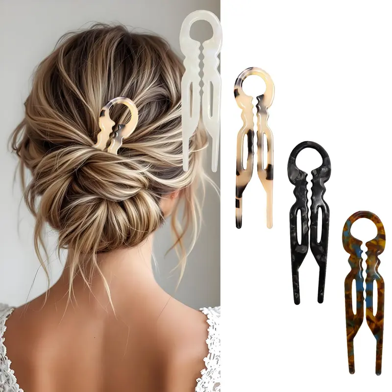 4 Pinces Cheveux Mokesova – Pinces U Français Antidérapantes, Design Courbé Élégant pour Cheveux Fins ou Épais