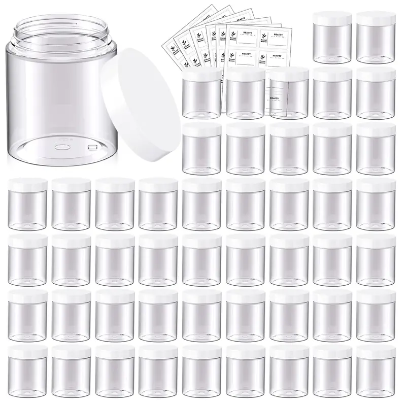 48 Pots Plastiques 8 onces avec bouchon blanc – Eternal Moment | Contenants Cosmétiques et Slime