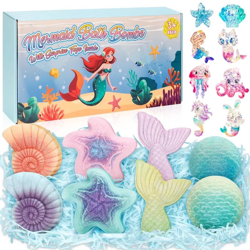 8 Paquets de Bombes de Bain pour Filles (4–8 ans) avec Jouets à l’Intérieur | Duchong