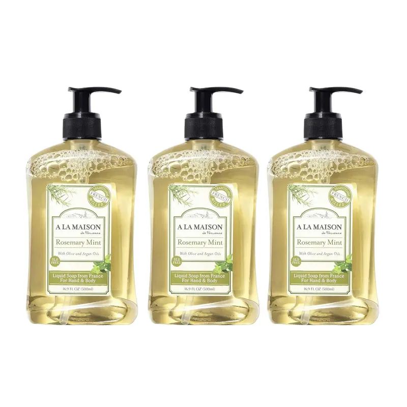 A LA MAISON de Provence Savon Liquide Romarin et Menthe – Lot de 3, 500 ml