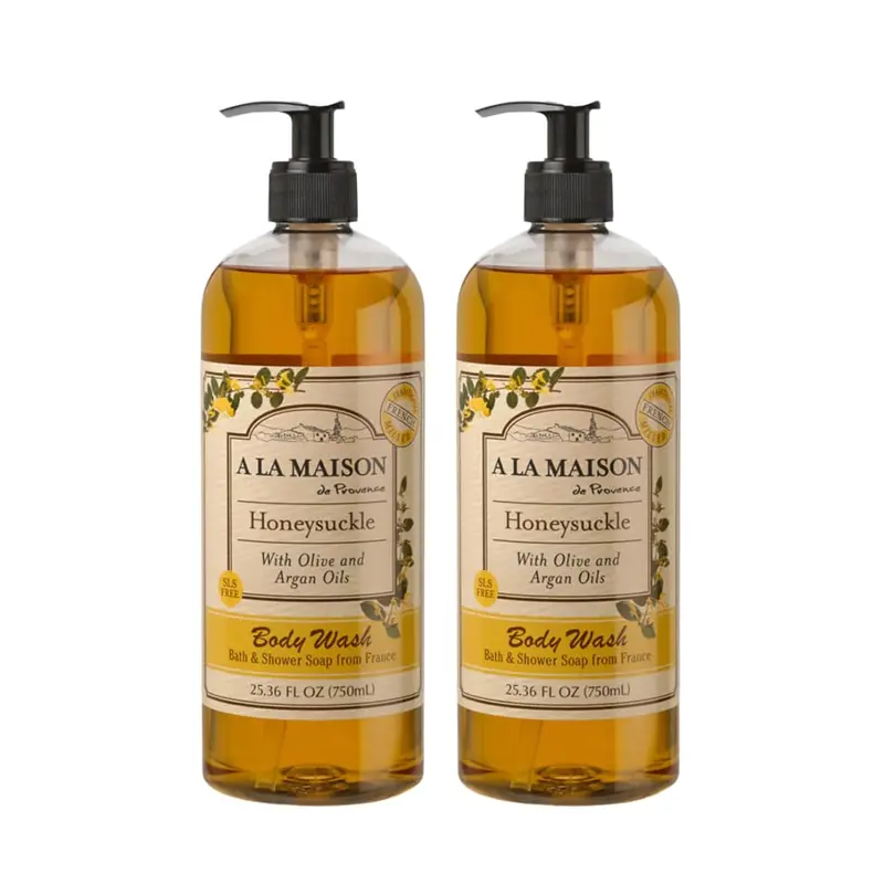 A LA MAISON Gel Douche Hydratant Honeysuckle – 2 × 25,36 oz, Vegan, Cruelty-Free, Sans alcool et sans parabènes
