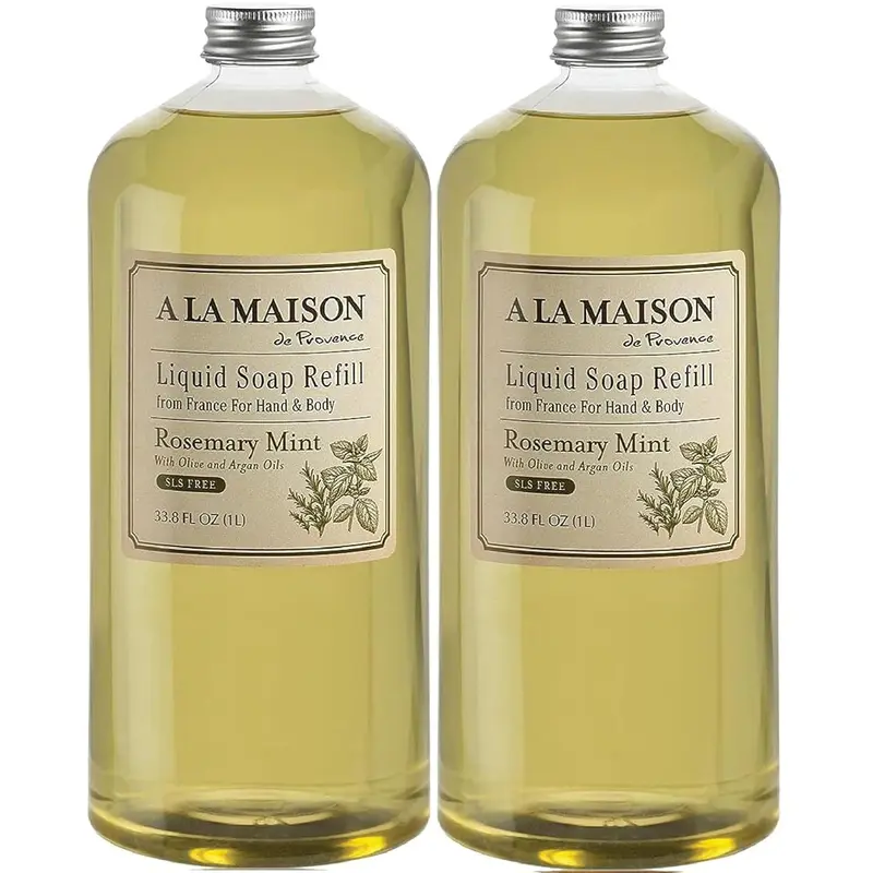 A LA MAISON – Recharge Savon Mains Romarin Menthe, 2×33,8 oz – Végane, Cruelty-Free, Sans Alcool, Sans Parabènes