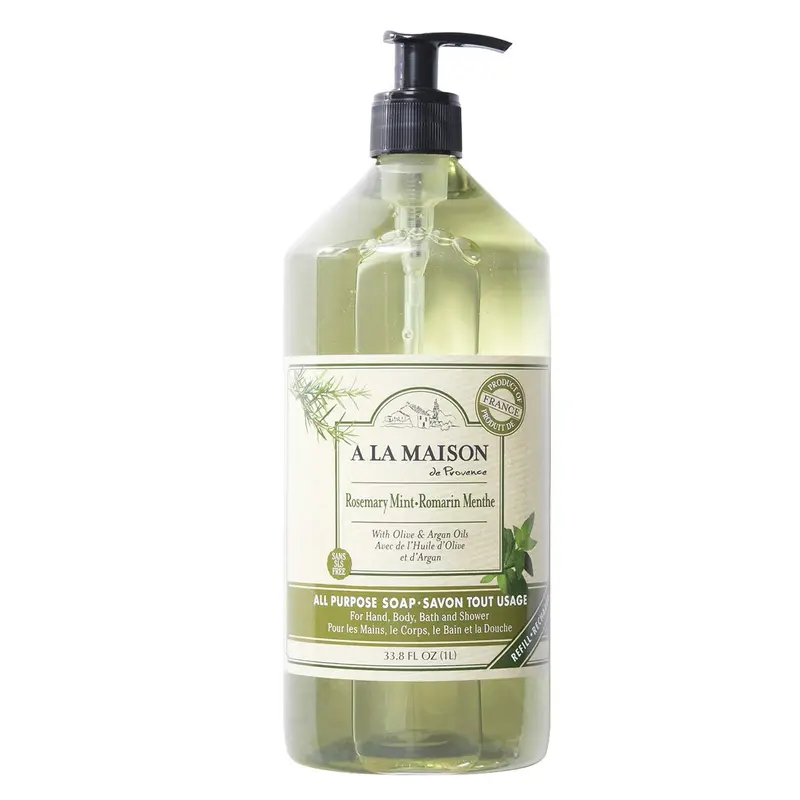 A LA MAISON Savon Liquide Mains Romarin Menthe – Douceur naturelle, vegan et sans parabènes (1 flacon, 33,8 oz)