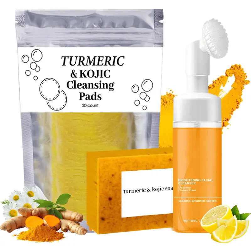 Aacnre Turmeric Wash & Care – Coffret 3 pièces Visage et Corps