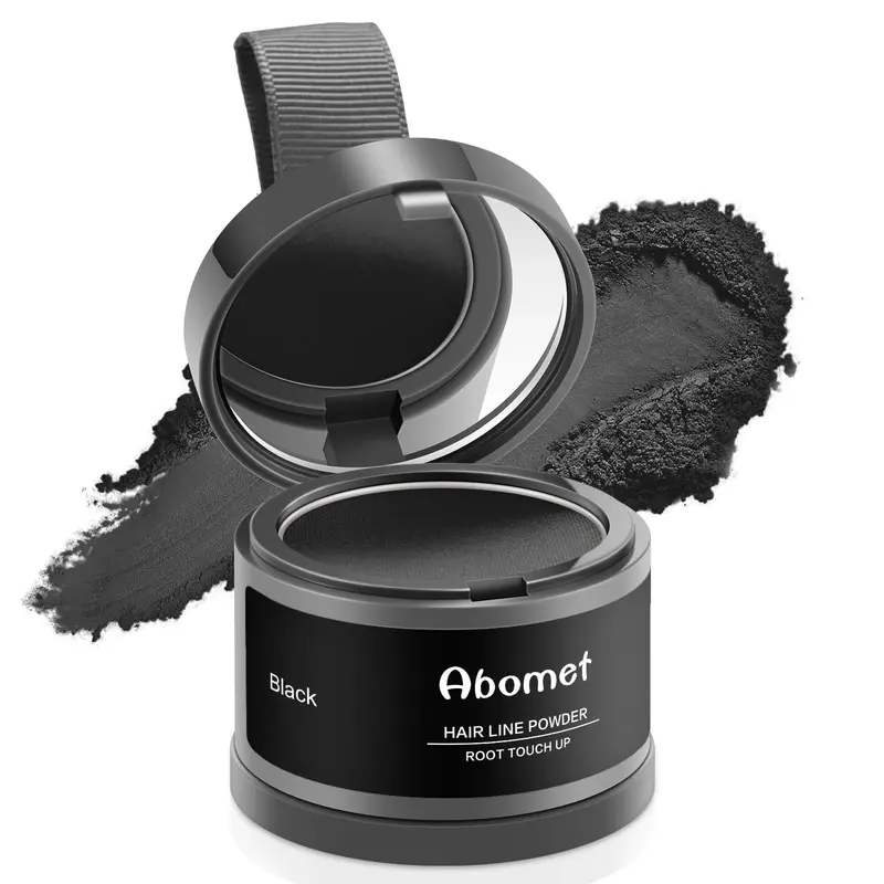 Abomet Poudre de retouche racines noir — couverture rapide des gris et densité capillaire