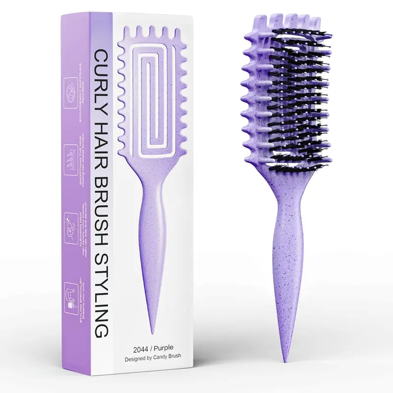 ABOYOY Brosse Définissante Boucles – Styling Léger et Ergonomique Violet