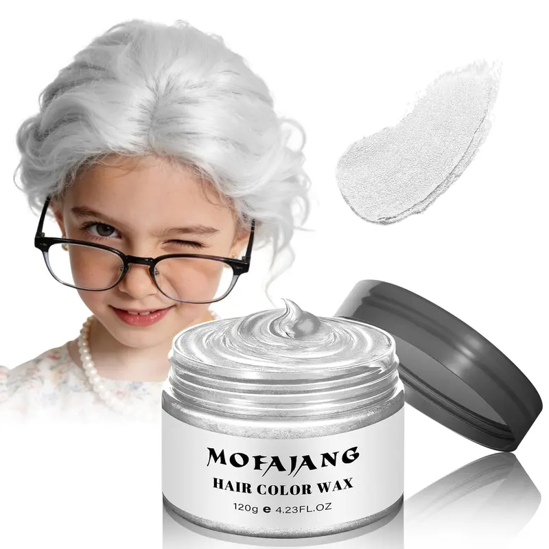 Acomler Cire Colorante Temporaire pour Cheveux et Barbe – Blanc, Lavable, 4,23 oz – Fêtes et Cosplay