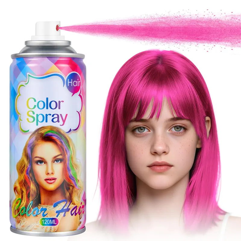 Acomler Pink Hair Spray – Coloration Temporaire Lavable pour Cheveux, Rose, 120 ml