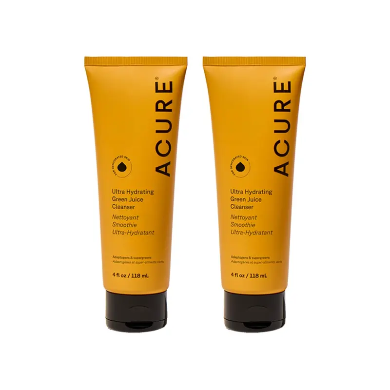 Acure Nettoyant Visage Jus Vert Ultra Hydratant – Pack 2, Gel Nettoyant Détoxifiant et Hydratant pour Femmes et Hommes