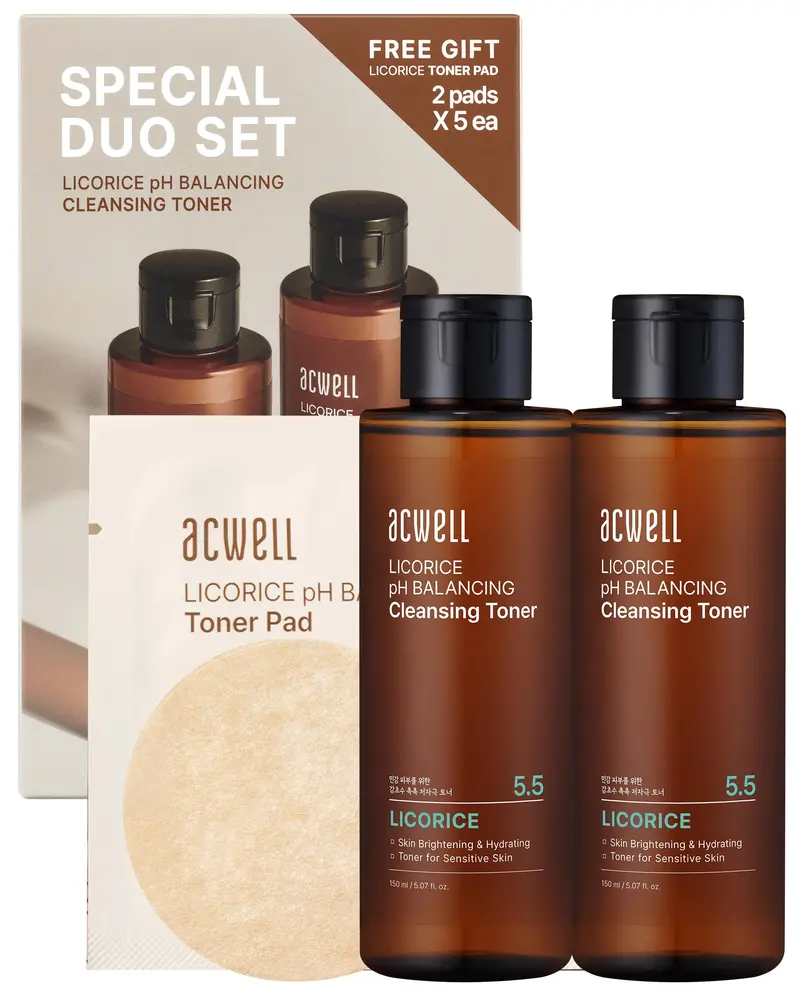 ACWELL Tonique Réglisse pH 5.5 – Nettoyage sans alcool et Hydratation, 2 × 150 ml