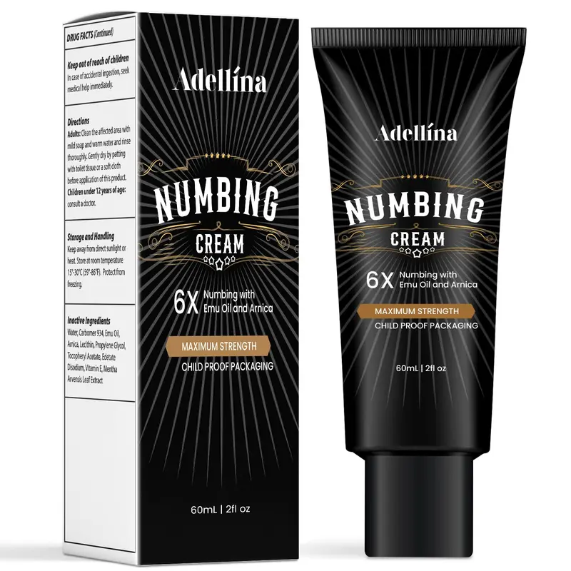 Adellina Crème anesthésiante Maximum – Arnica et Huile d’Ému, Soulagement Durable (60 g)