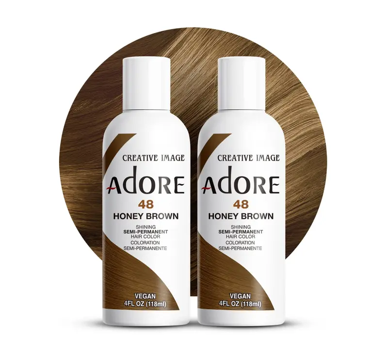 Adore Color semi-permanent Honey Brown (048) – Lot de 2 | Végane et Sans Cruauté | Sans Ammoniaque, Sans Peroxyde, Sans Alcool | 120 ml