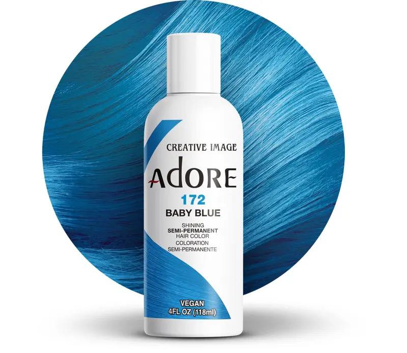 Adore Coloration Semi-Permanente 172 Baby Blue | Vegan et Sans Cruauté | Sans Ammoniaque, Sans Peroxyde, Sans Alcool | 118 ml