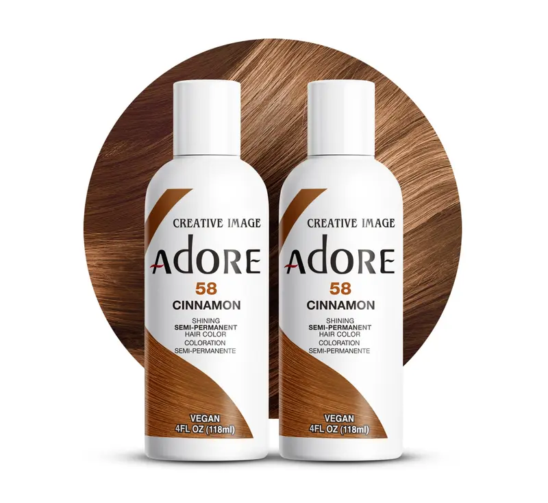 Adore Coloration Semi-Permanente Cinnamon 058 (2 × 118 ml) — Végan et Sans Cruauté envers les Animaux, Sans Ammoniaque, Sans Peroxyde, Sans Alcool
