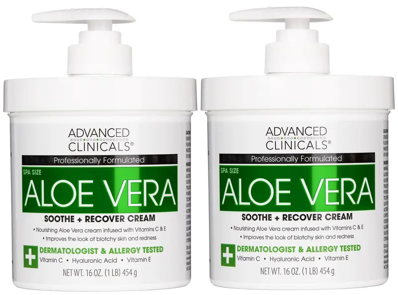 Advanced Clinicals Aloe Vera Lotion – Hydratation pour peaux sèches avec acide hyaluronique, vitamine E et vitamine C – Lot de 2 flacons de 473 ml