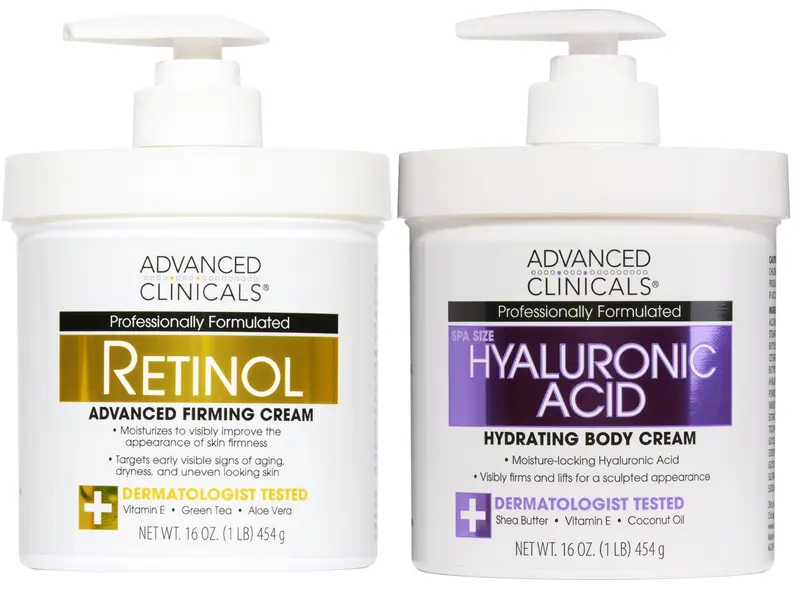 Advanced Clinicals Coffret Crème Corps Rétinol + Hydratant Hyaluronique – 2 pièces