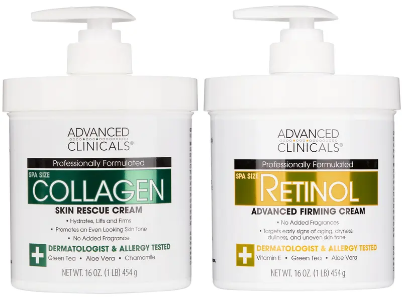 Advanced Clinicals Coffret Soin Rétinol Corps & Collagène – Sans Parfum, 2 Pièces