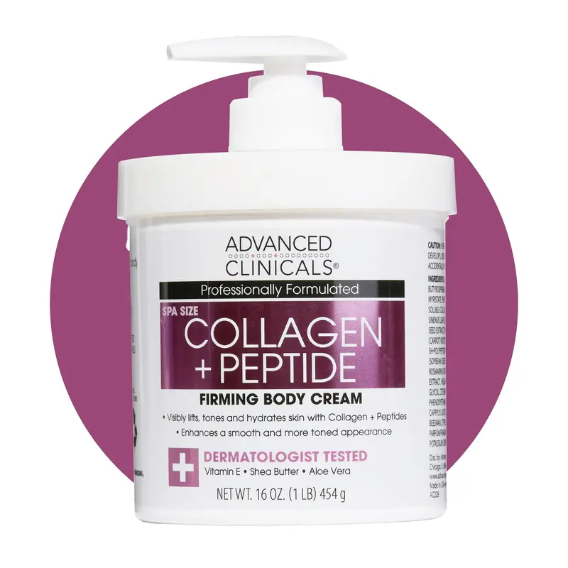 Advanced Clinicals Collagen Peptides Body Lotion – Hydratation Corps et Visage, 16 oz