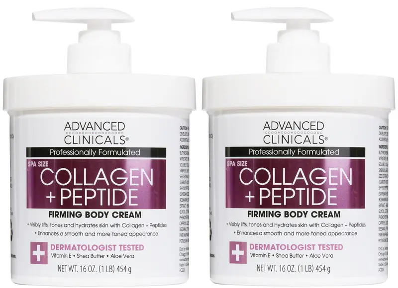 Advanced Clinicals Collagen Peptides – Lotion pour le corps et Soin visage, Pack 2