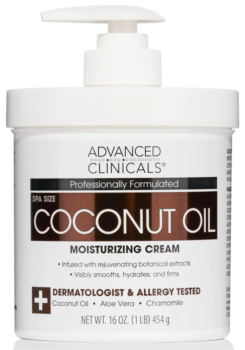 Advanced Clinicals Crème corporelle à l’huile de coco pour femmes et hommes | Hydratation intensive pour peau très sèche | Hydratant corporel pour mains, talons et pieds, 473 ml