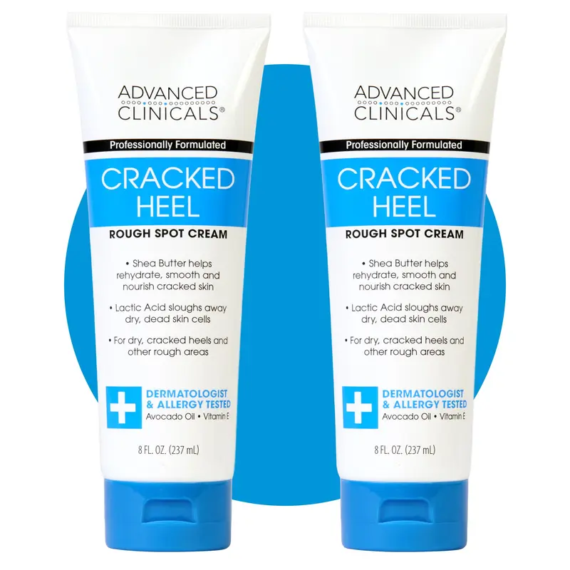 Advanced Clinicals Crème Hydratante pour Talons Craqués – Soin Pieds et Mains au Beurre de Karité, 2-Pack
