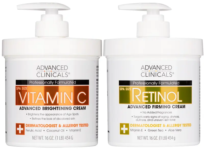 Advanced Clinicals Crème Rétinol pour le Corps + Lotion Vitamin C – Ensemble Soin 2 pièces