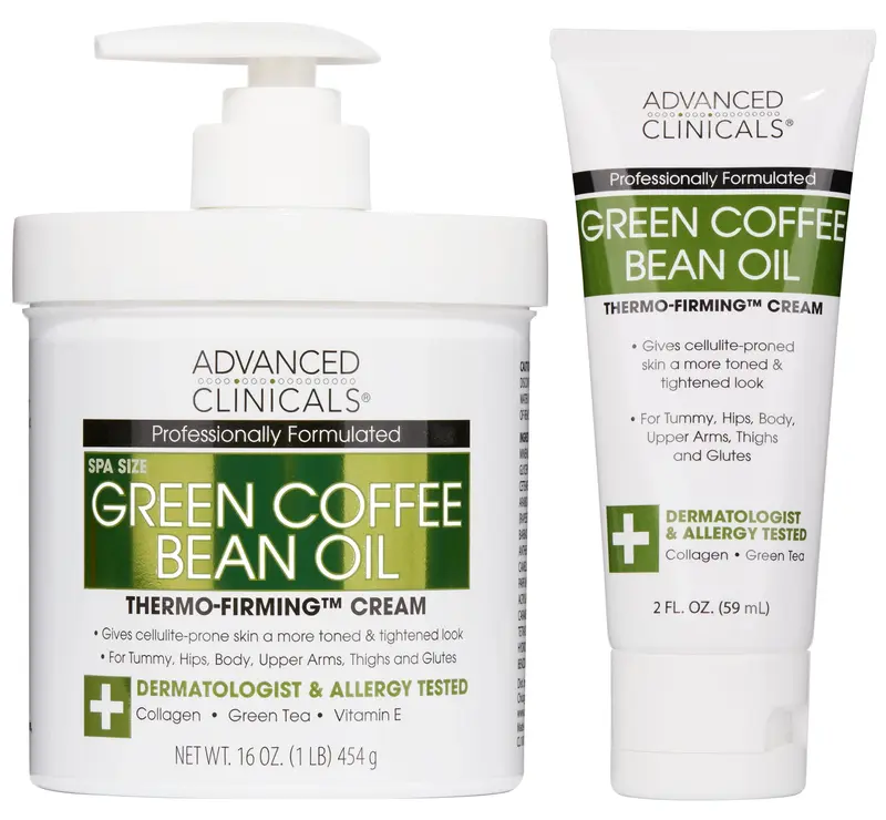 Advanced Clinicals Huile Café Vert Thermo – Lotion Corporelle Raffermissante | Caféine & Collagène, Format Voyage