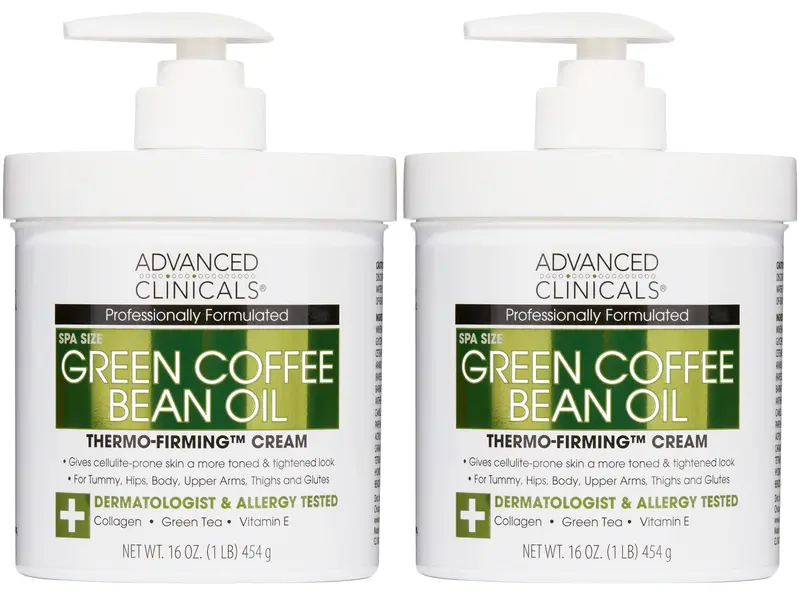 Advanced Clinicals Lotion Corps Thermo Café Vert – Hydratation et Fermeté avec Caféine et Collagène | Lot de 2