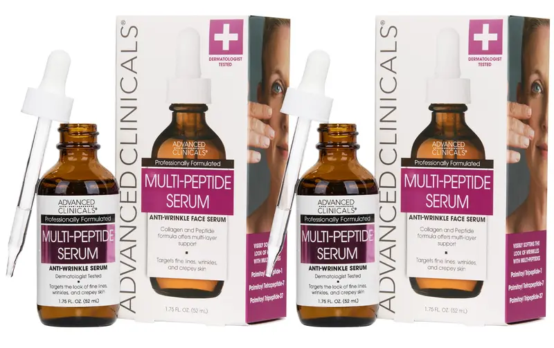 Advanced Clinicals Sérum Multi-Peptides pour le Visage | Hydratation et Raffermissement | Coffret 2 Pièces
