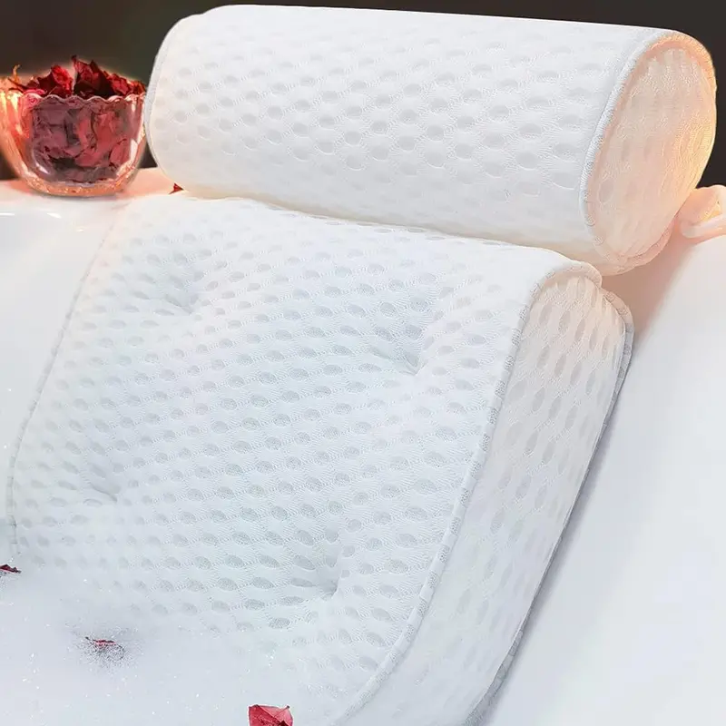 AEROiVi Oreiller de Bain Luxueux – Soutien Tête et Cou en Maille Aérée, Ventouses Robustes