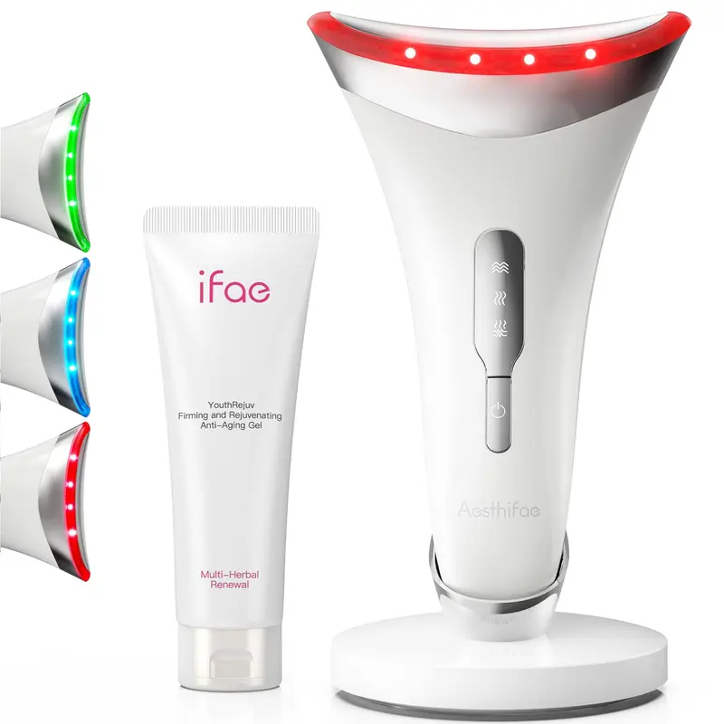 Aesthifae — Thérapie lumière rouge visage et cou 3 en 1, massage visage avec vibration et chaleur