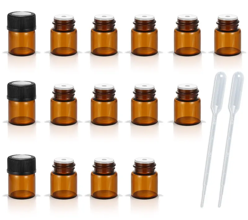 AFMNQZ Lot de 50 flacons ambrés 1 ml avec réducteur d'orifice et capuchon
