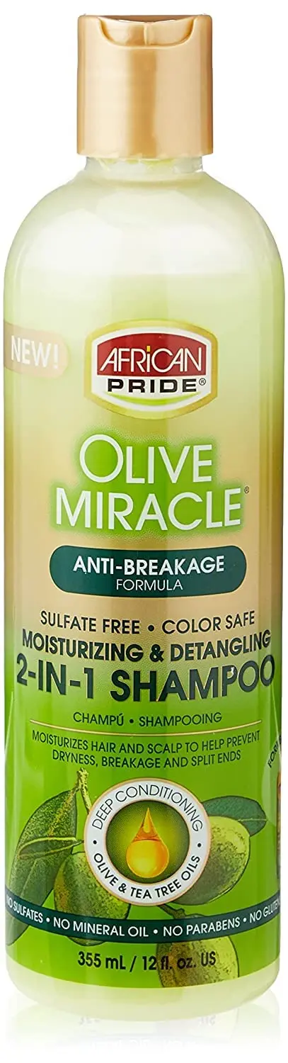 African Pride Olive Miracle 2-en-1 Shampoing et Après-Shampoing — Brillance et Douceur, 12 oz