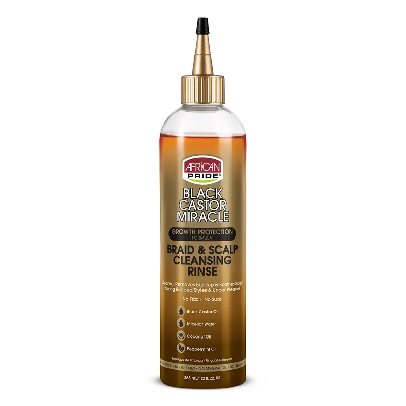 African Pride Rinçage Nettoyant Black Castor Miracle pour Tresses et Cuir Chevelu – Détox, Apaise, Hydrate, Sans Frisottis, 12 oz (340 g)