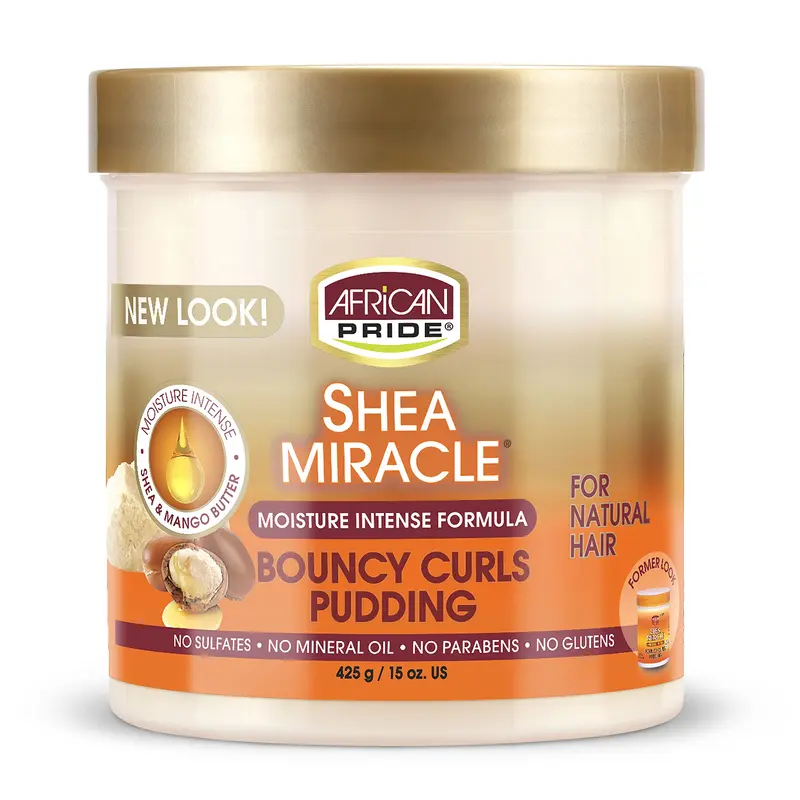 African Pride Shea Miracle Pudding – Boucles Rebondies et Coils, Beurre de Karité et Mangue Africaine, 15 oz