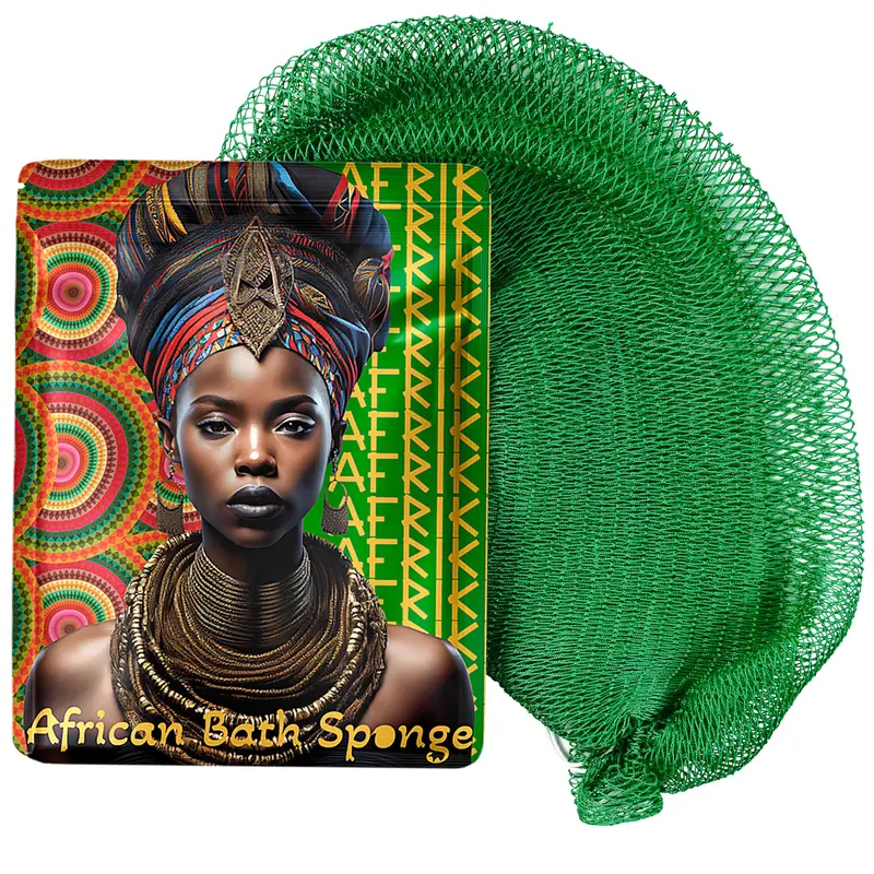 AFRIKI Éponge Reseau Africain – Gommage Corporel Exfoliant Vert Émeraude 45 po