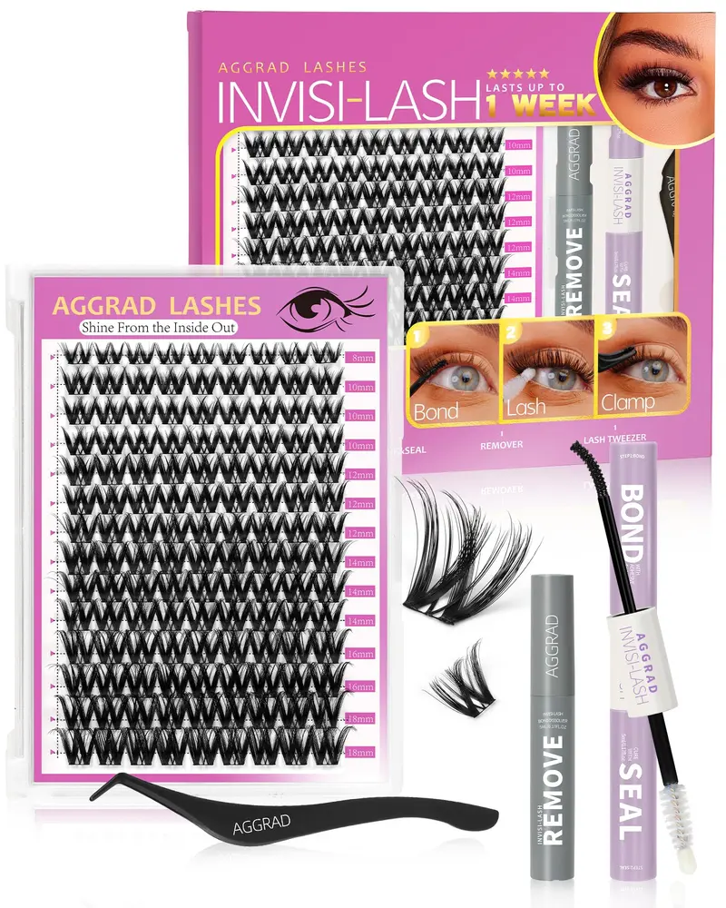 AGGRAD Kit de grappes Flora Lash – Hybride Wispy 8–18 mm, Extensions de cils à réaliser soi-même