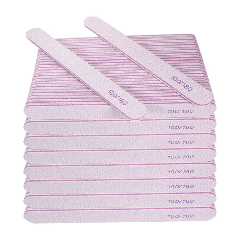 AhaTopia Lime à ongles (200 pièces) – Lime double-face 100/180, réutilisable, kit manucure professionnel Gris