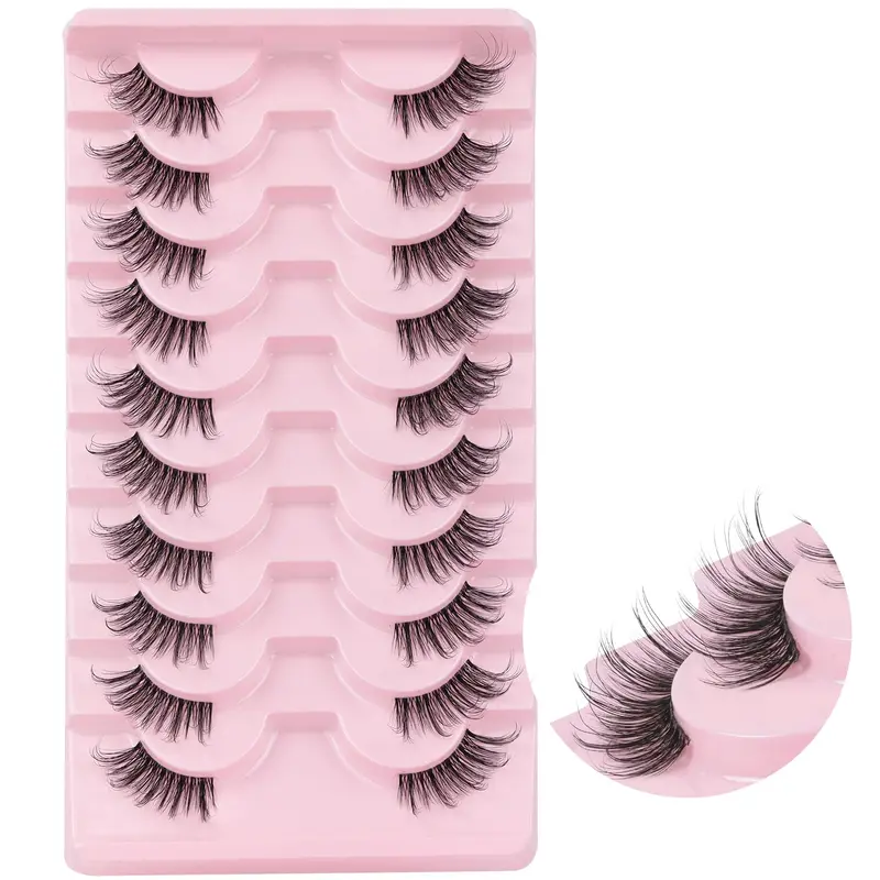 Ahrikiss Demi-Cils Naturels – 10 Paires TB01, 15 mm, Bande Transparente