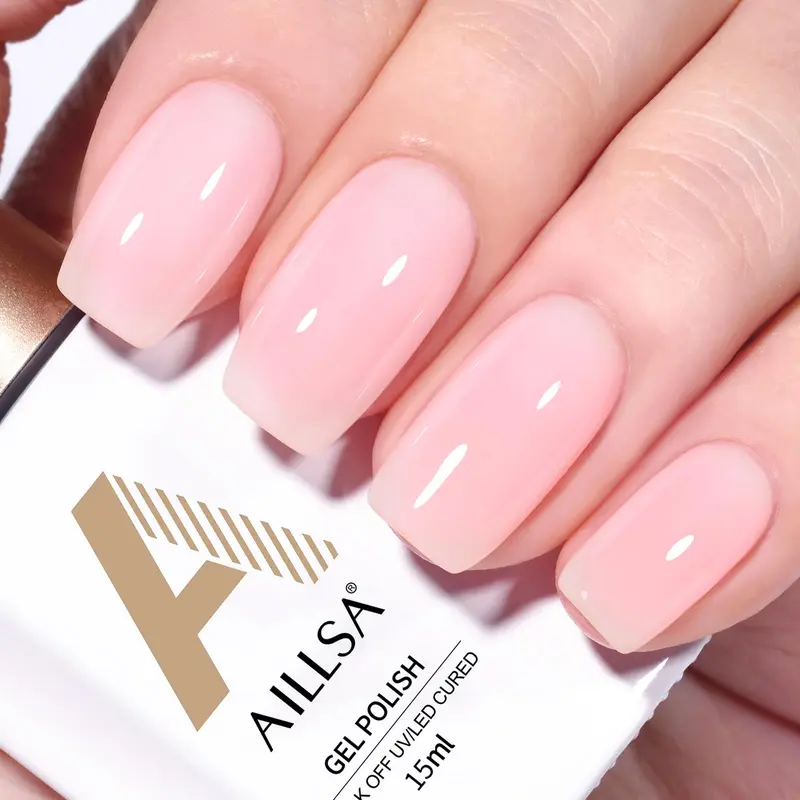 AILLSA Vernis Gel Nude Rose Laiteux – Jelly Gel pour Manucure Française 0,51 oz