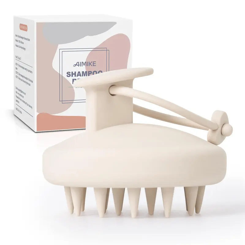 AIMIKE Brosse Masseur Cuir Chevelu en Silicone – Nettoyage Doux et Exfoliation, Stimulation et Wet/Dry – À l’avoine