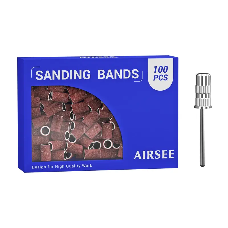 AirSEE – Bandes de ponçage pour meule électrique, coffret 100 pièces, grain 180 – Manucure et pédicure