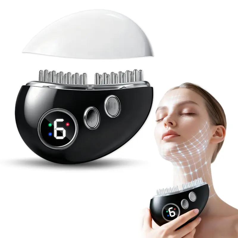 AKRYLIX Brosse Contour Lymphatique — Drainage Facial, Gua Sha, 9 Fonctions (Noir)
