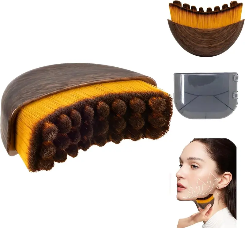 AKRYLIX – Brosse Contour lymphatique du Visage – Brosse Sèche pour Drainage lymphatique, Anti-Gonflement et Définition du Menton & Mâchoire (1 pièce)