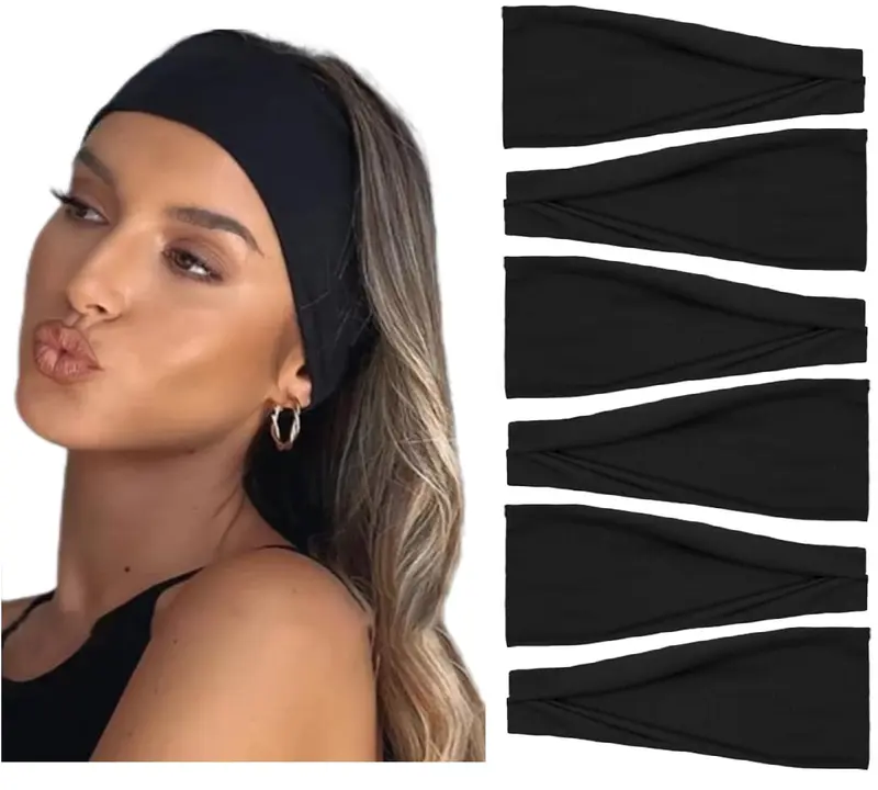 AKTVSHOW Bandeaux Noirs pour Femmes – Anti-Glissement, Large 3,9 pouces – Accessoires Tendance