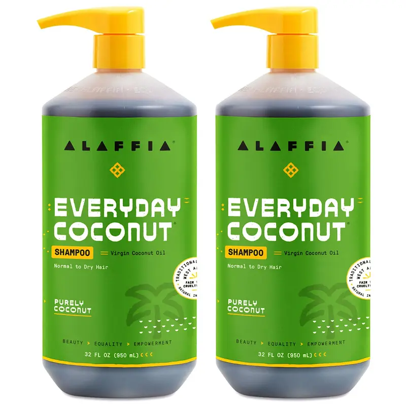Alaffia EveryDay Shampooing Noix de Coco – Nettoyage Doux pour Cheveux Normaux à Sec, Lot de 2 × 946 ml